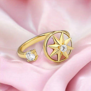Adjustable-gold plated fidget ring au north star adjustable-pink-silk