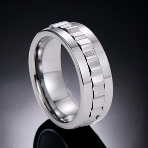 Tungsten ring for him on black background