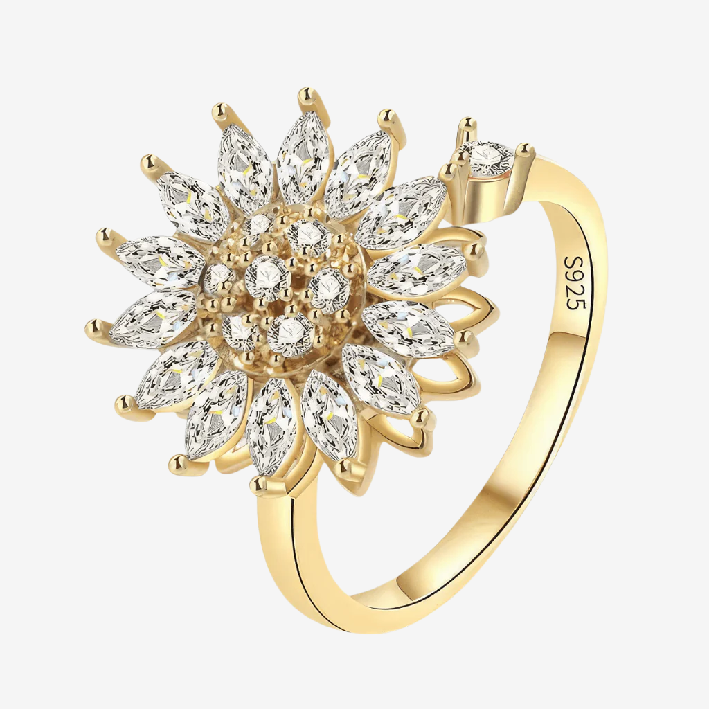 Sunflower Spinner Ring 925 Silver Adjustable My Anxiety Ring