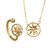 Anxiety jewellery gold ring and necklace set on white background