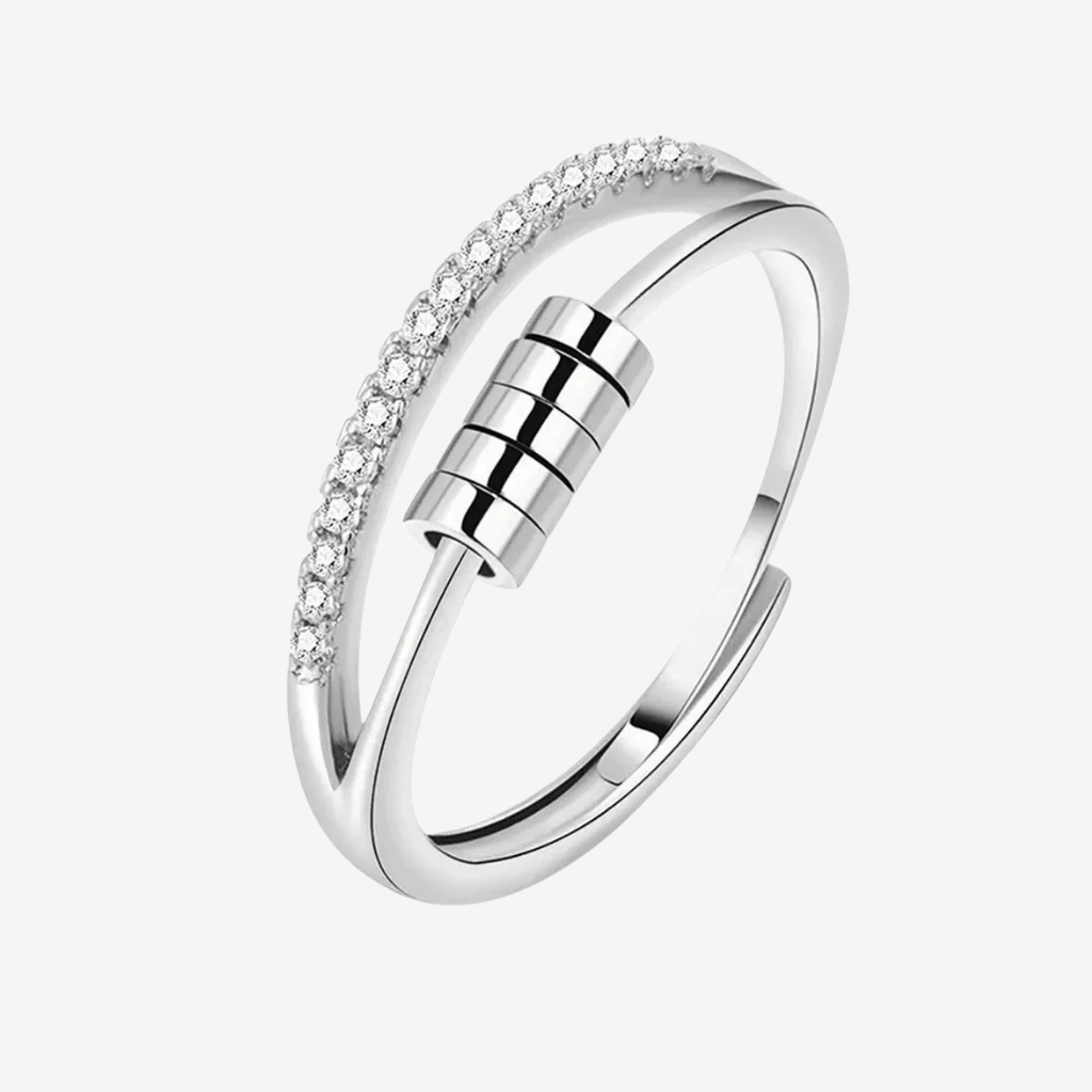 Jewelry Worry Bead Rings Cubic Zirconia Sliding Beads Worry Ring