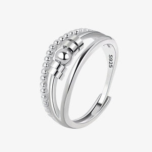 Fidget ring for anxiety silver on a white background
