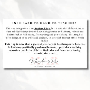 My anxiety ring information card teachers white background