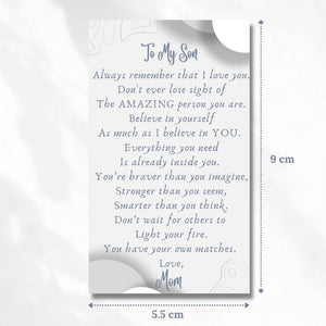 My anxiety ring message card for son white background 