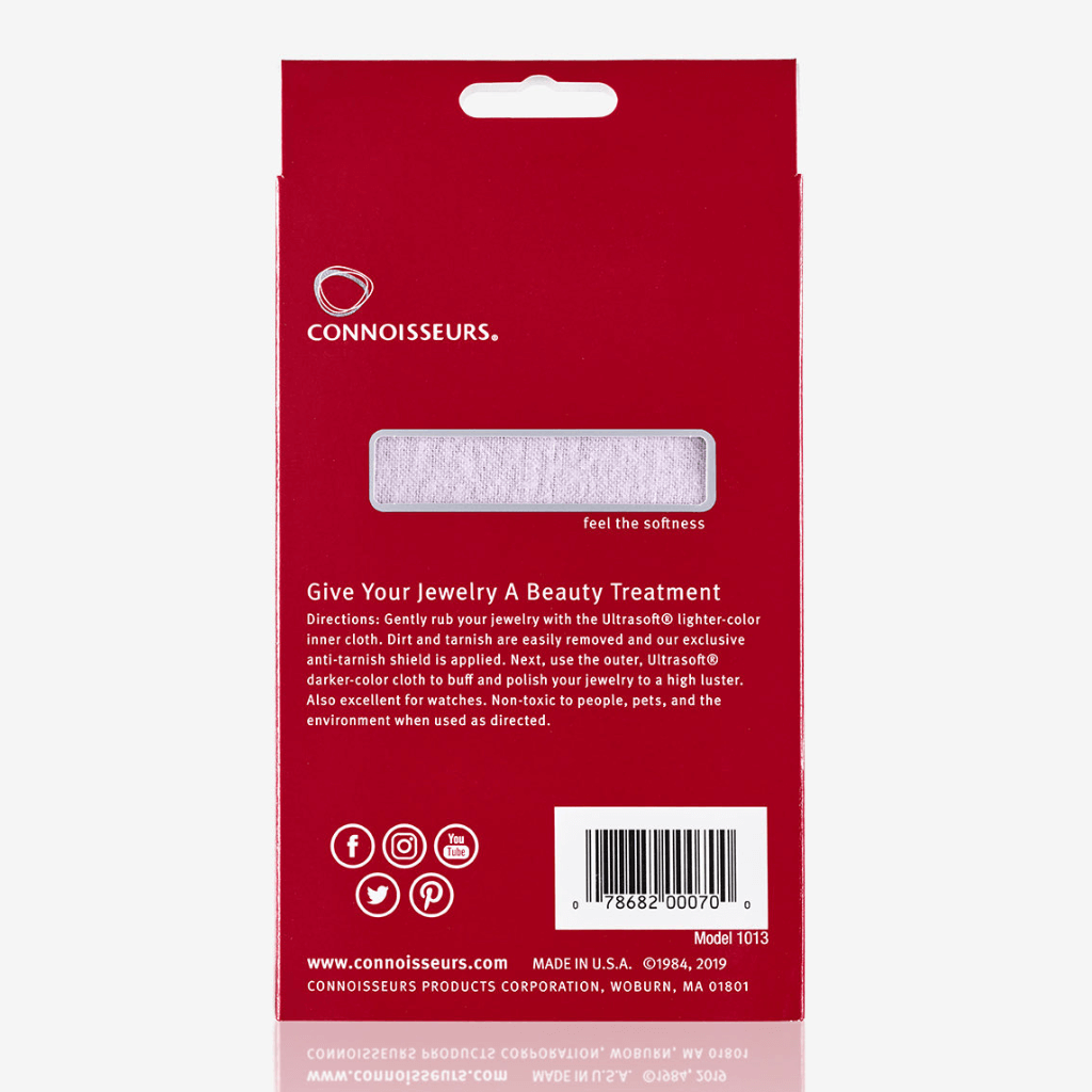 UltraSoft silver jewelry polishing cloth by Connoisseurs rear view