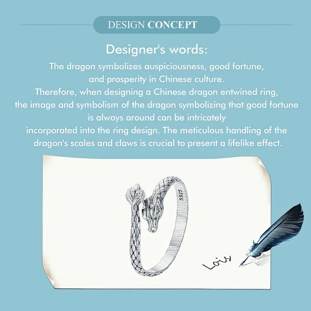 dragon ring design concept explaining Chinese dragon symbolism and sterling silver dragon wrap ring inspiration