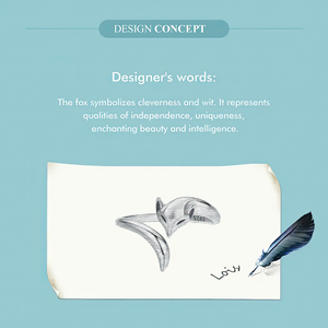 design concept sketch for sterling silver fox anxiety ring showing fox inspired jewelery design