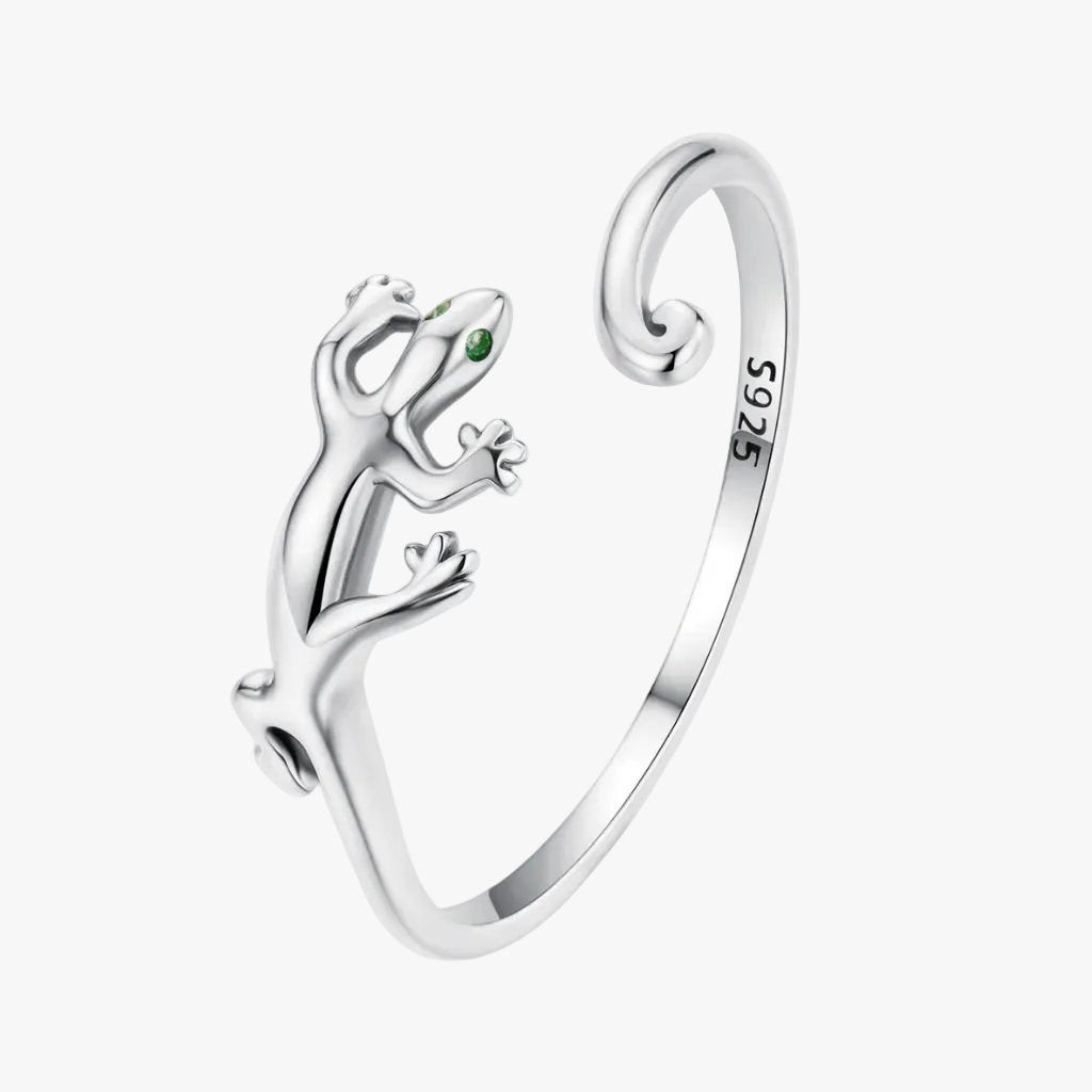 Gecko anxiety ring 925 sterling silver adjustable fidget ring with S925 stamp