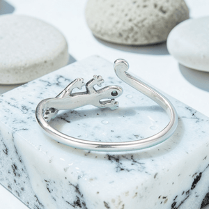 Adjustable gecko anxiety ring 925 sterling silver open ring design