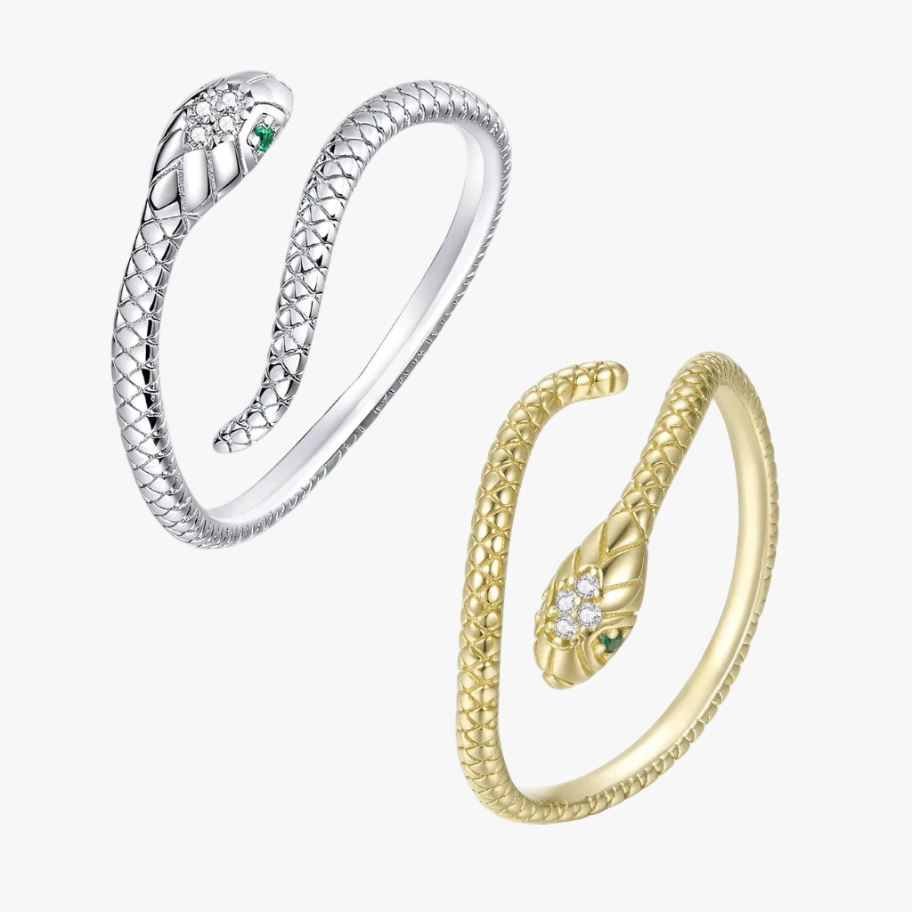 adjustable snake anxiety ring in sterling silver and gold plated silver