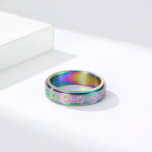 Daisy ring rainbow on white background