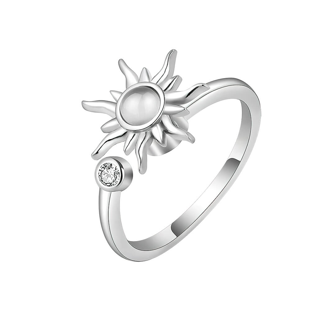 Sun Ring for Anxiety Sterling Silver Adjustable My Anxiety Ring