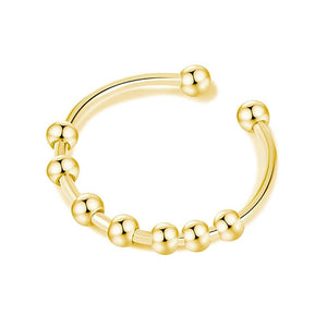 Gold ring with beads adjustable