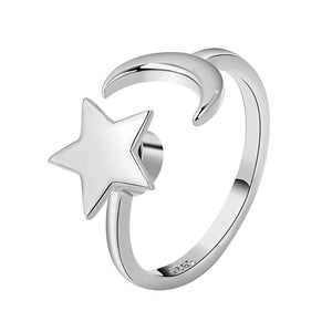 Moon and star ring for fidgeting on white background
