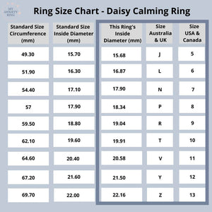 Ring size chart for flower ring