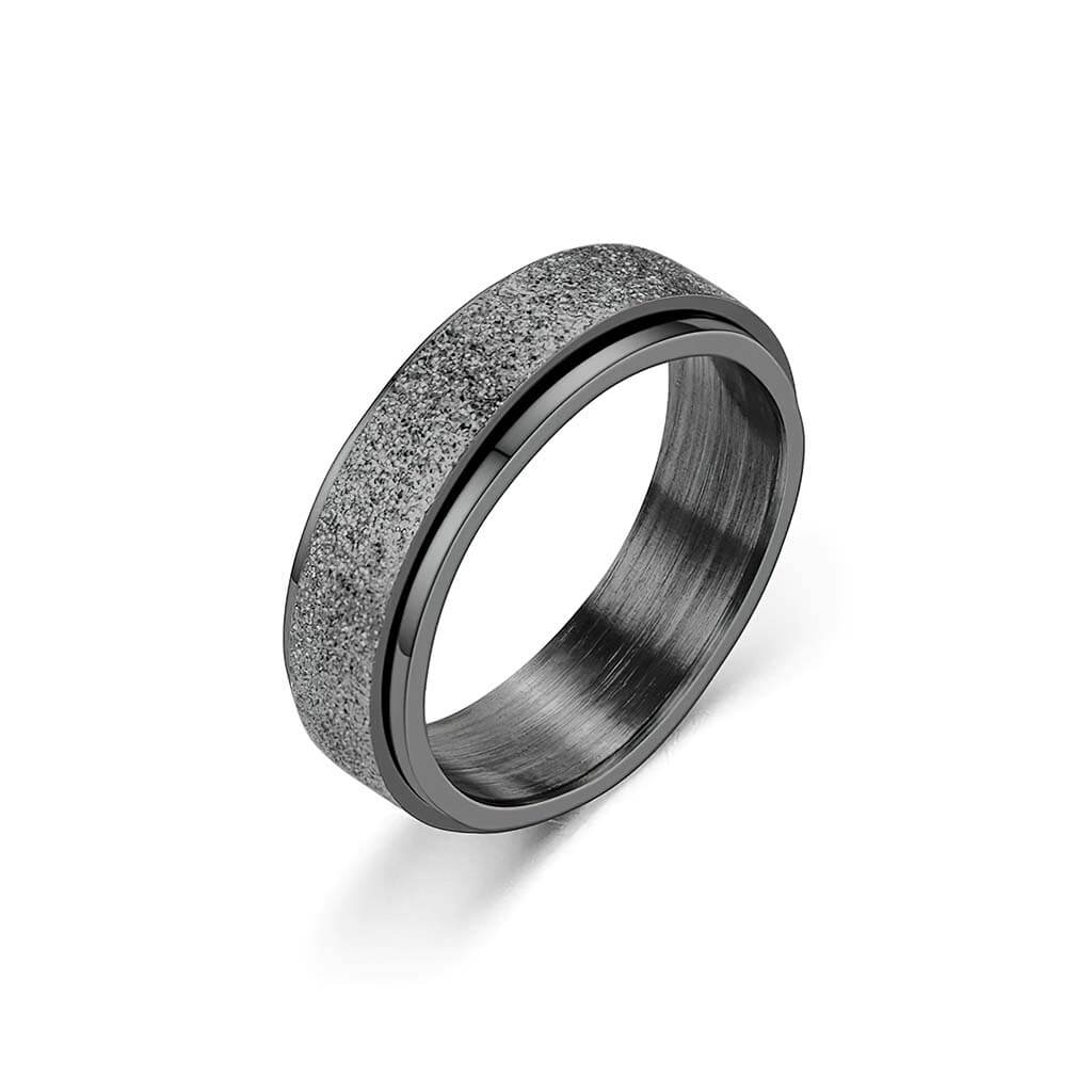 Sparkly stainless steel spinning ring for anxiety black
