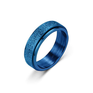 Sparkly stainless steel spinning ring for anxiety blue