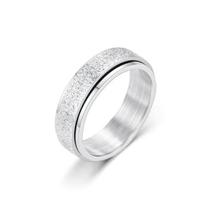 Sparkly stainless steel spinning ring silver