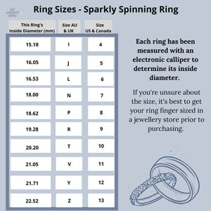 Sparkly worry rings size chart