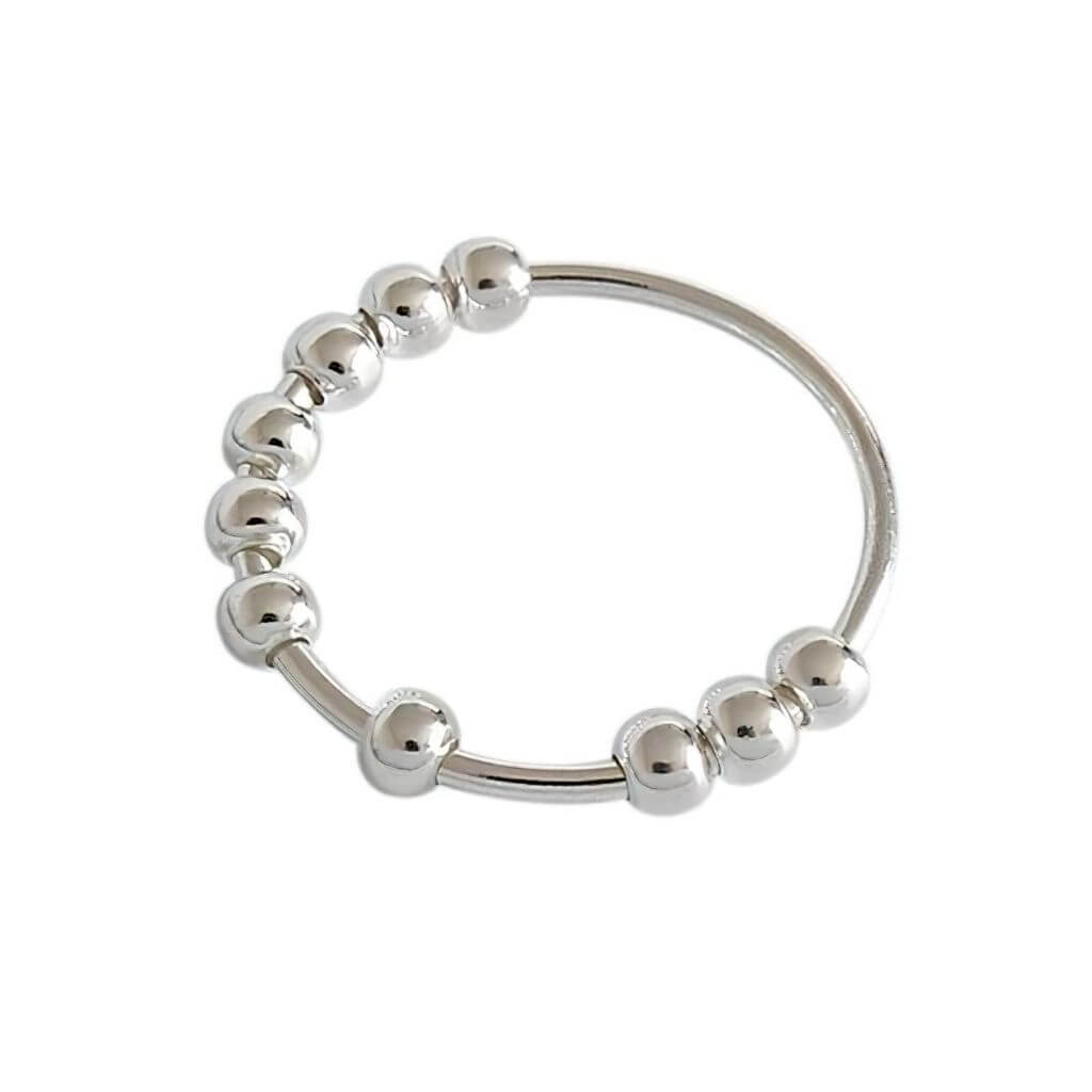 Sterling silver bead spinner ring