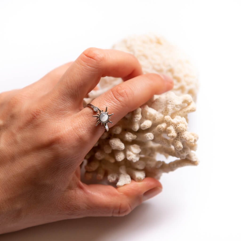 Sun Ring for Anxiety Sterling Silver Adjustable